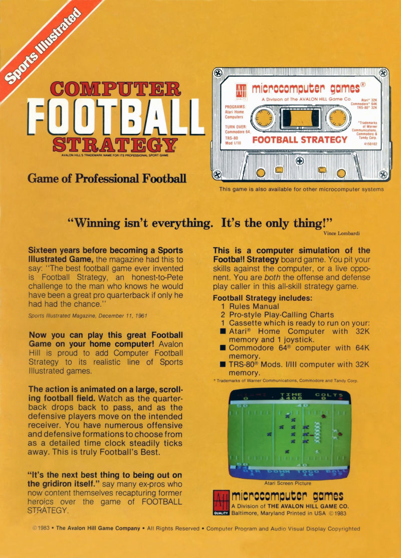 Computer Football Strategy